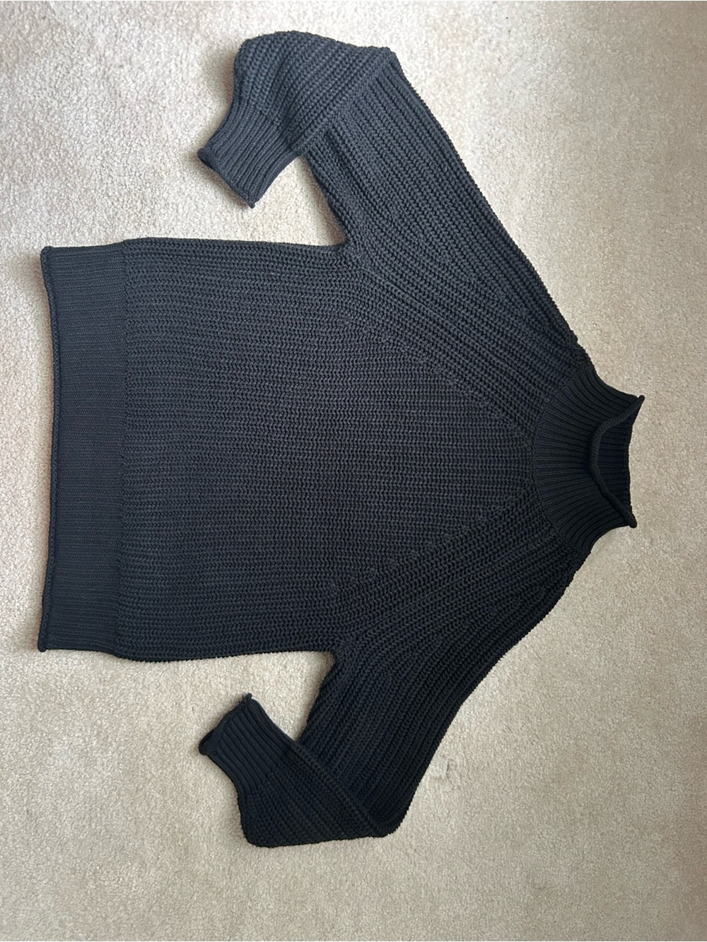 J. Crew Black Cotton Knit Roll Neck Mock Neck Sweater XS